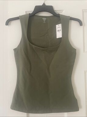 Express Olive Green Scoop Neck Tank Top